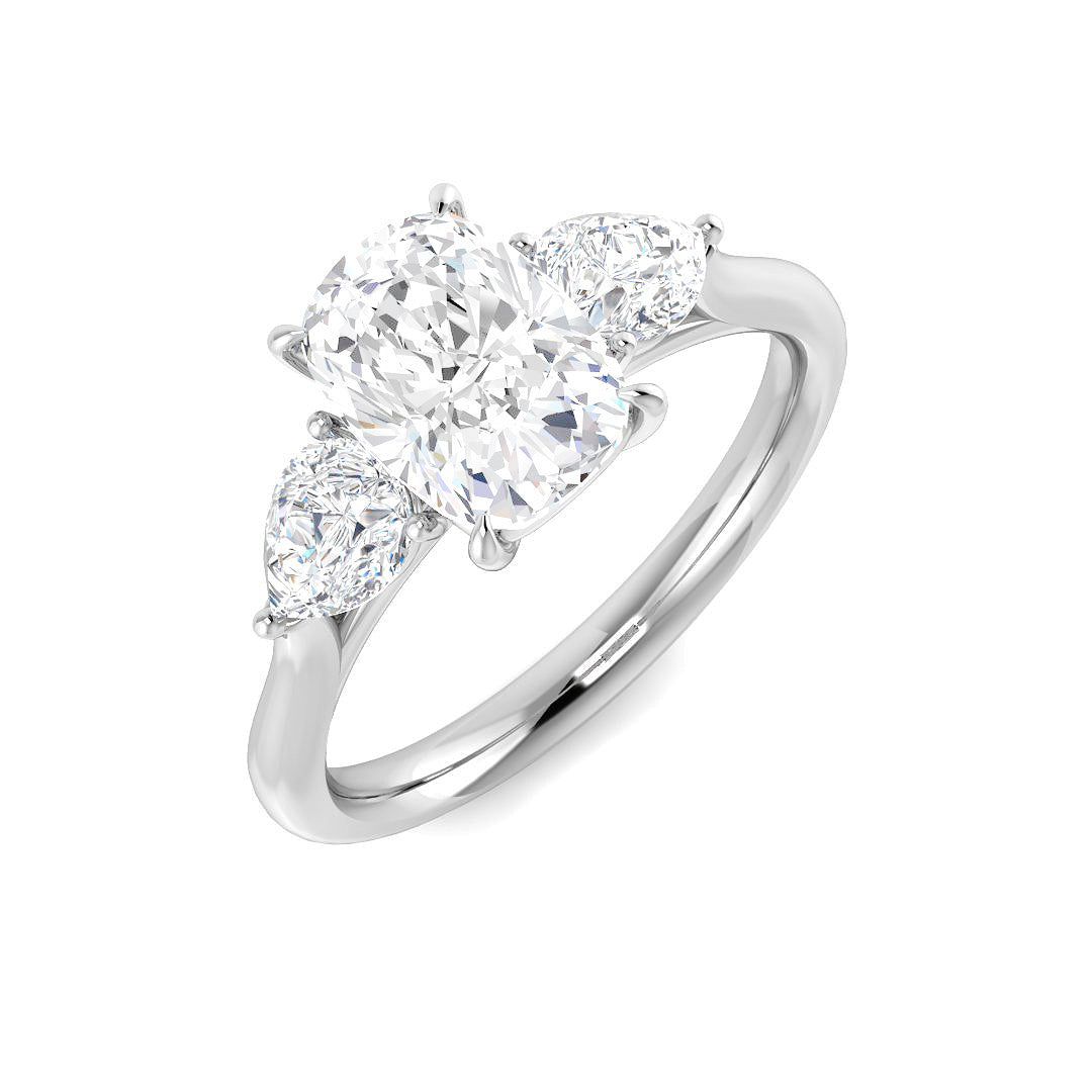 Three Stone Lab-Grown Diamond Ring 1.29ct–2.77ct – SR5787 – 18k White Gold