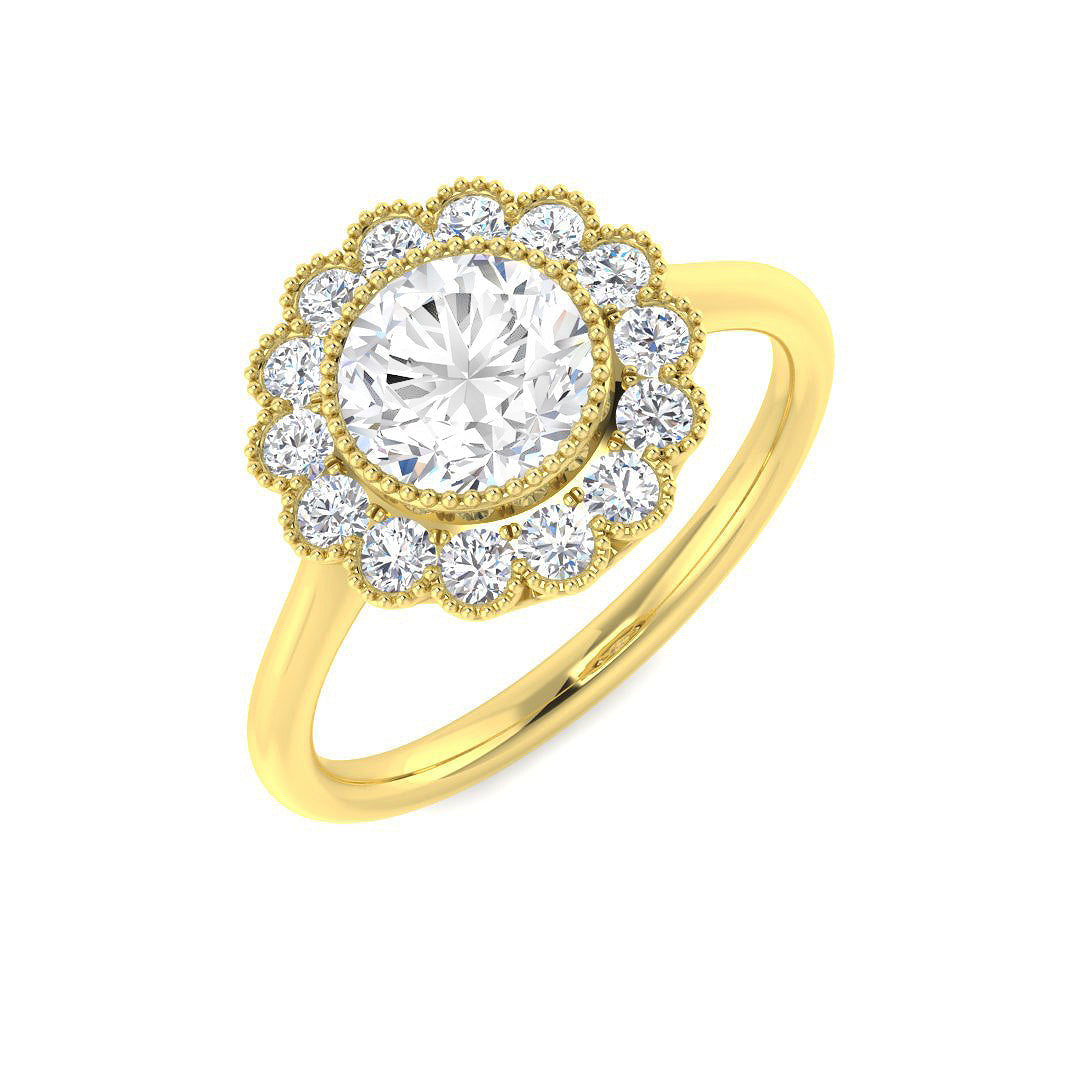 Vintage Lab-Grown Diamond Ring 1.36ct–4.07ct – SR7350 – 18k Yellow Gold