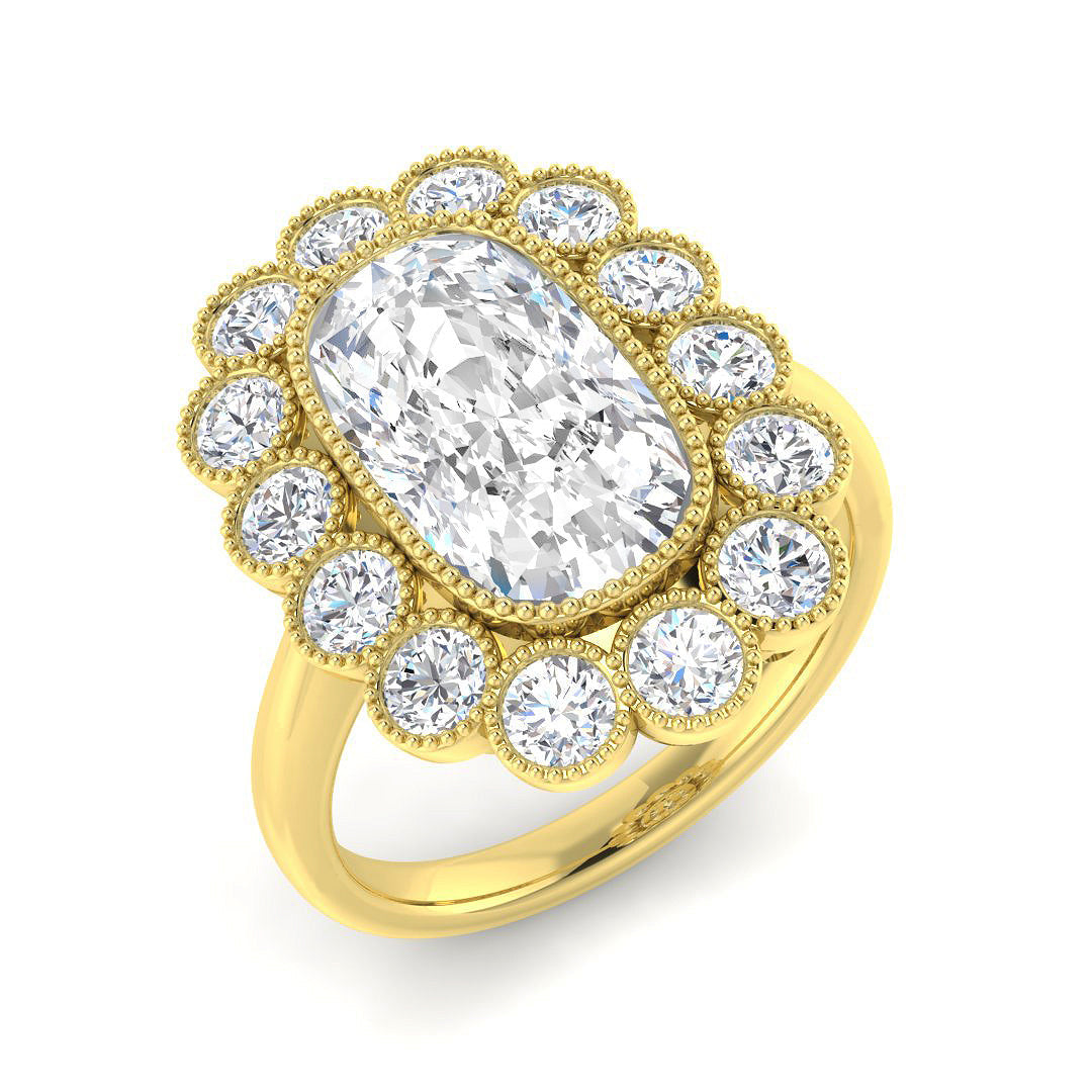 Vintage Lab-Grown Diamond Ring 1.31ct–4.31ct – SR7270 – 18k Yellow Gold