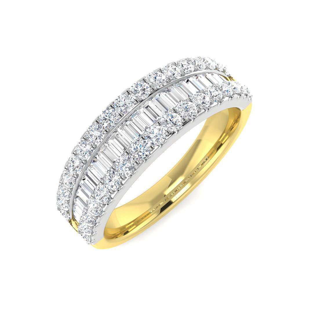 Baguette & Brilliant Diamond Ring 0.91ct – SR5502 – 18k Yellow Gold