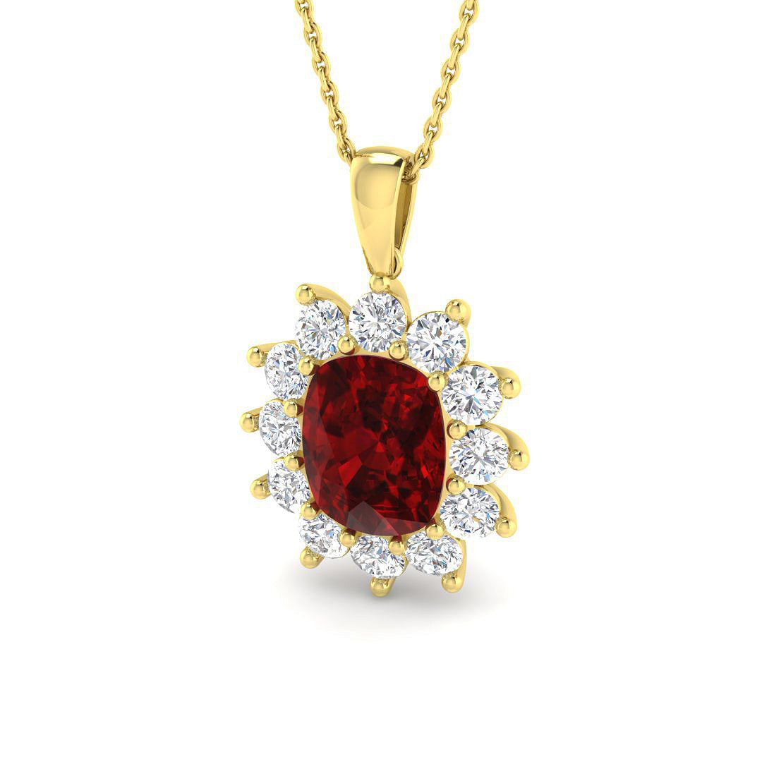Ruby Lab-Grown Diamond Ring 3.76ct–7.68ct – SP6664~RY – 18k Yellow Gold