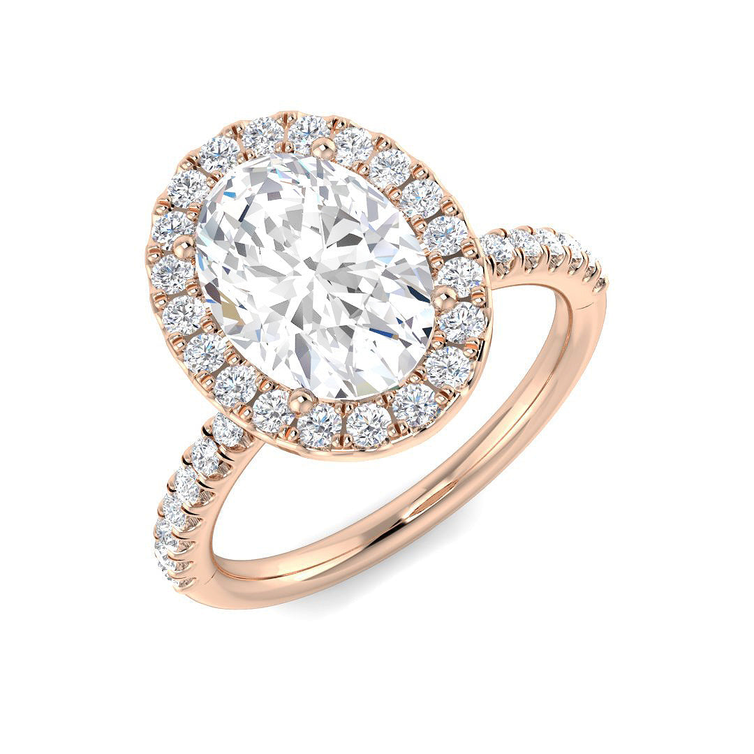 Halo Diamond Ring 0.63ct–5.92ct – SR54 – 18k Rose Gold