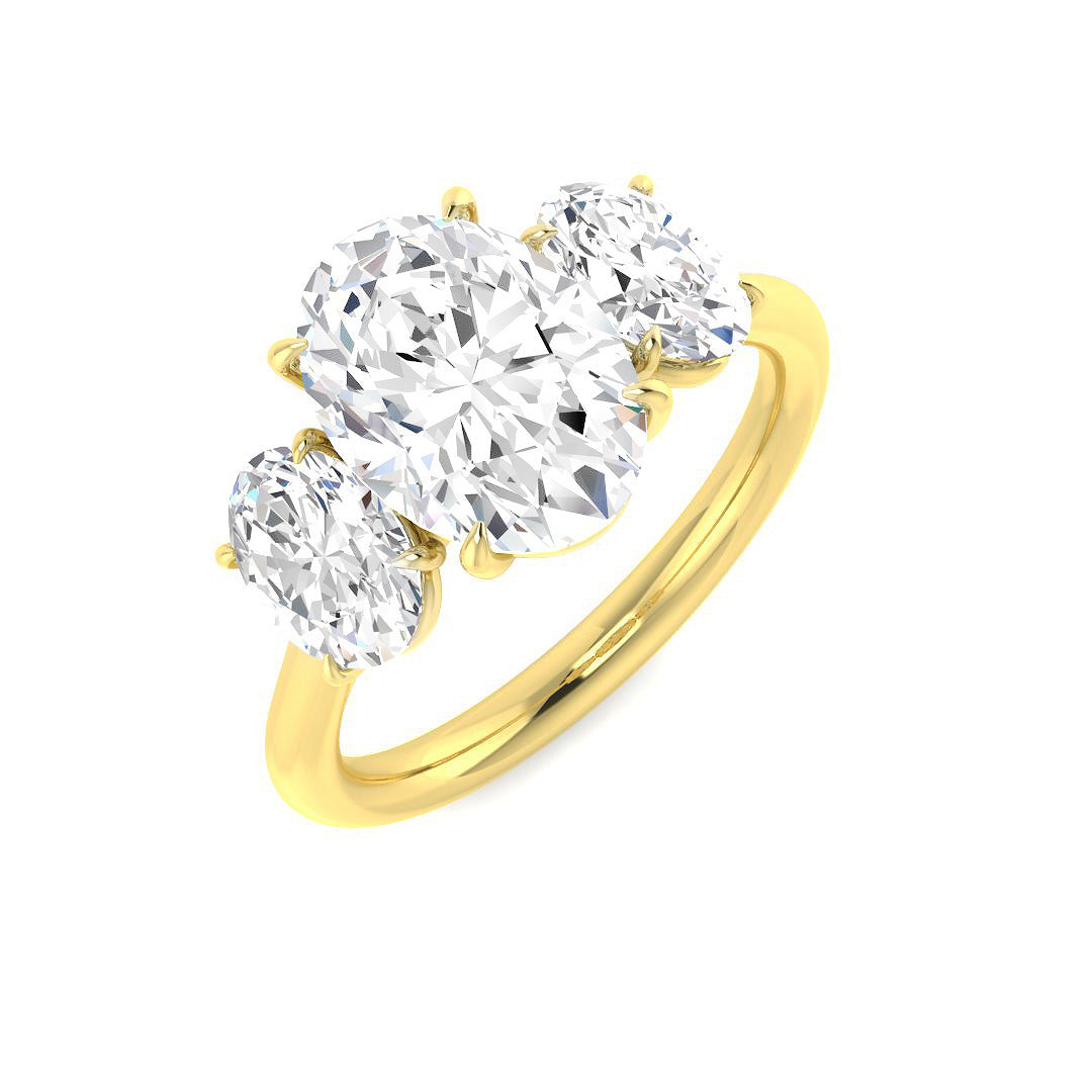 Three Stone Lab-Grown Diamond Ring 3.06ct – SR7045 – 18k Yellow Gold
