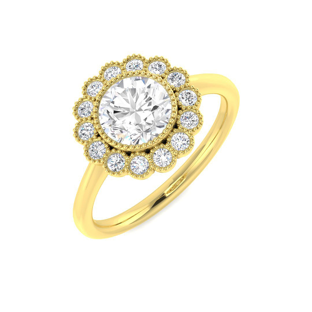 Vintage Lab-Grown Diamond Ring 1.34ct–3.8ct – SR7351 – 18k Yellow Gold