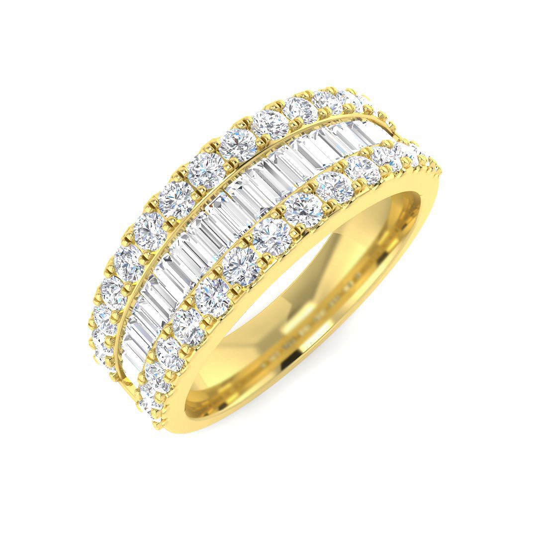 Baguette & Brilliant Diamond Ring 1.01ct–2.88ct – SR1888 – 18k Yellow Gold