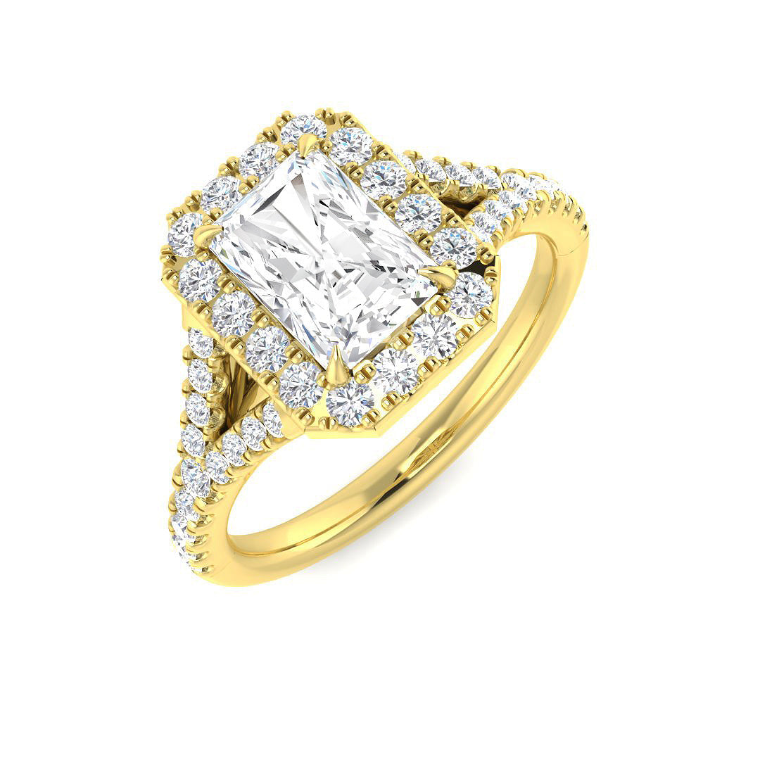 Halo Lab-Grown Diamond Ring 1.51ct–1.61ct – SR3766 – 18k Yellow Gold