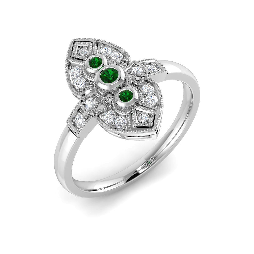Vintage Diamond Ring 0.19ct–0.42ct – SR4593~EM – 18k White Gold