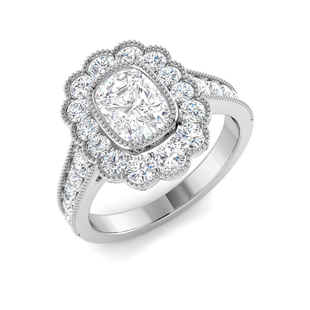 Vintage Lab-Grown Diamond Ring 1.8ct–3.4ct – SR7330 – 18k White Gold