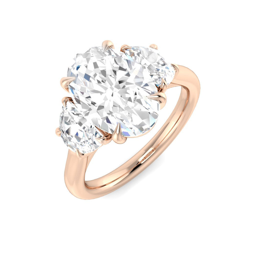 Three Stone Lab-Grown Diamond Ring 1.89ct–3.48ct – SR6236 – 18k Rose Gold