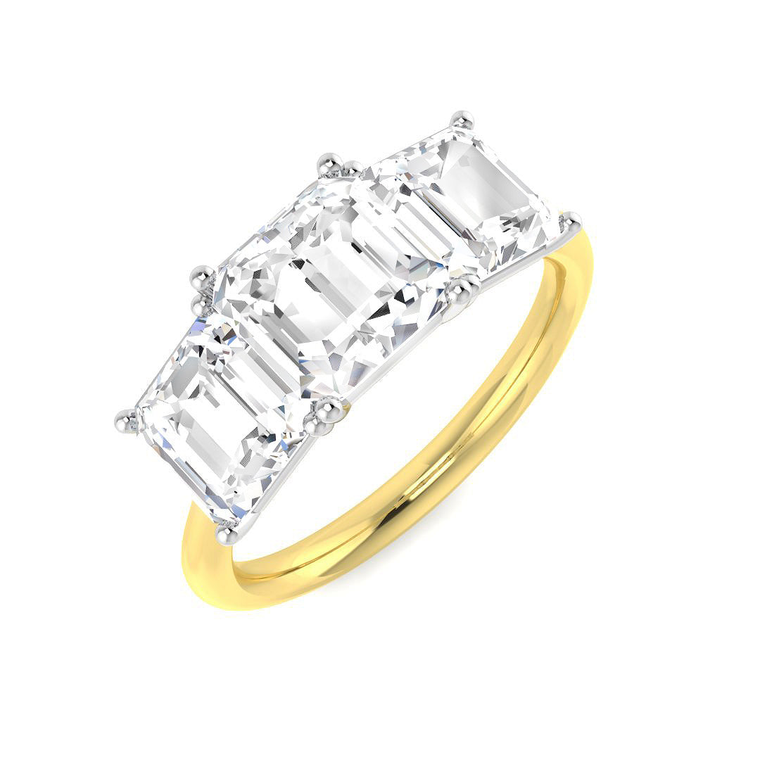 Three Stone Lab-Grown Diamond Ring 3.59ct–4.57ct – SR7036 – 18k Yellow Gold
