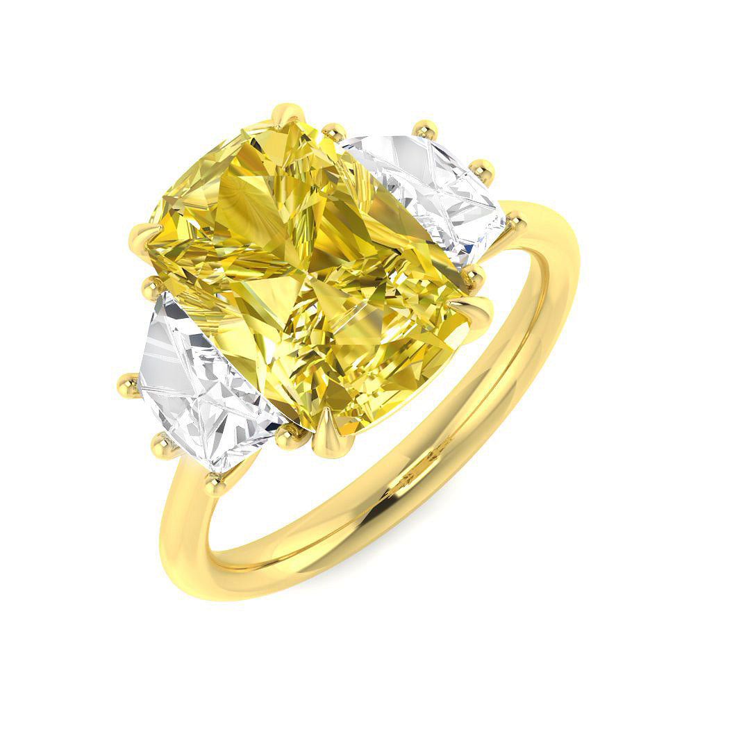 Three Stone Lab-Grown Diamond Ring 2.7ct–4.11ct – SR6975~LGYD – 18k Yellow Gold