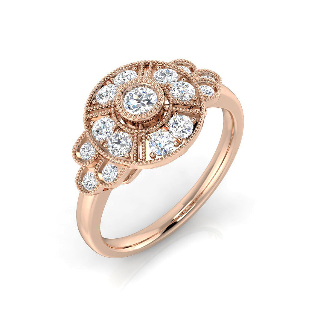 Vintage Diamond Ring 0.32ct–0.74ct – SL9158 – 18k Rose Gold