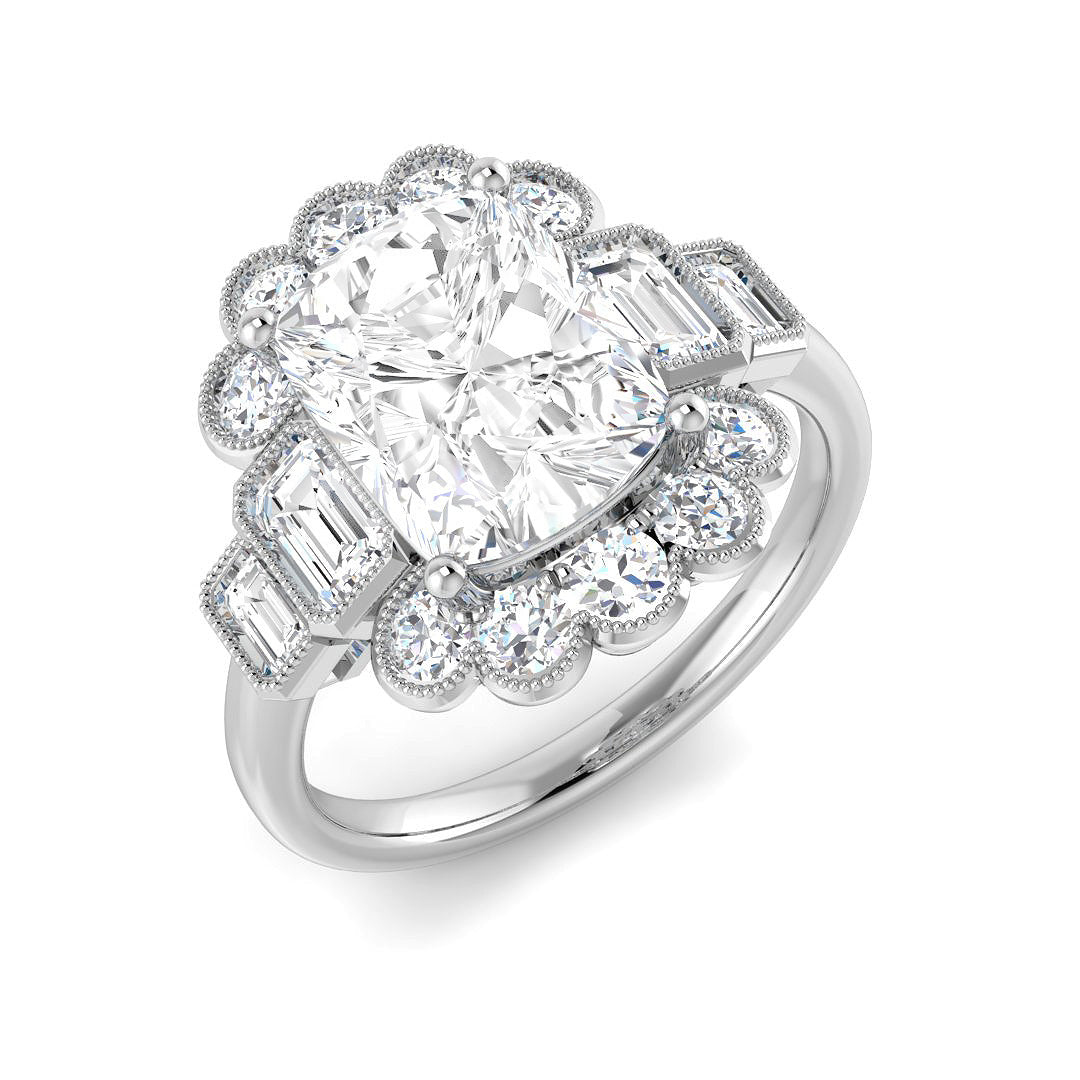 Vintage Lab-Grown Diamond Ring 2.85ct–4.3ct – SR6964 – 18k White Gold