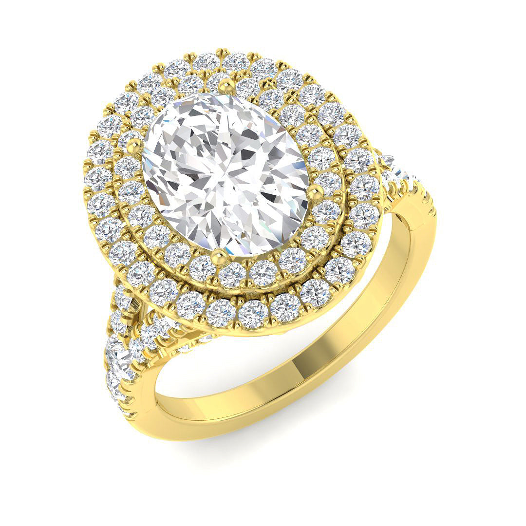 Halo Lab-Grown Diamond Ring 3.19ct–3.29ct – SR4627 – 18k Yellow Gold
