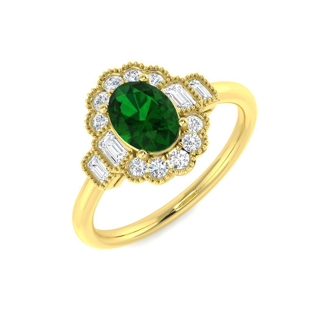Vintage Lab-Grown Diamond Ring 1.24ct – SR7468~COEM – 18k Yellow Gold