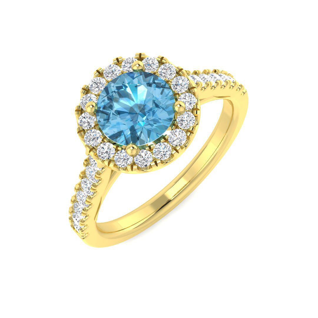 Blue Topaz Diamond Ring 1.78ct – SL9667-6.5 – 18k Yellow Gold