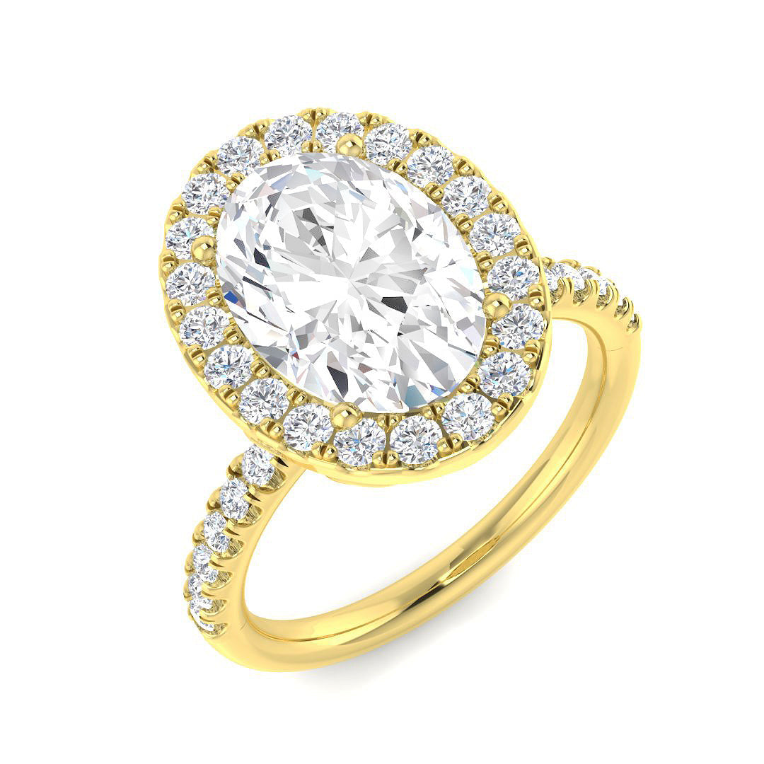 Halo Diamond Ring 0.63ct–5.92ct – SR54 – 18k Yellow Gold