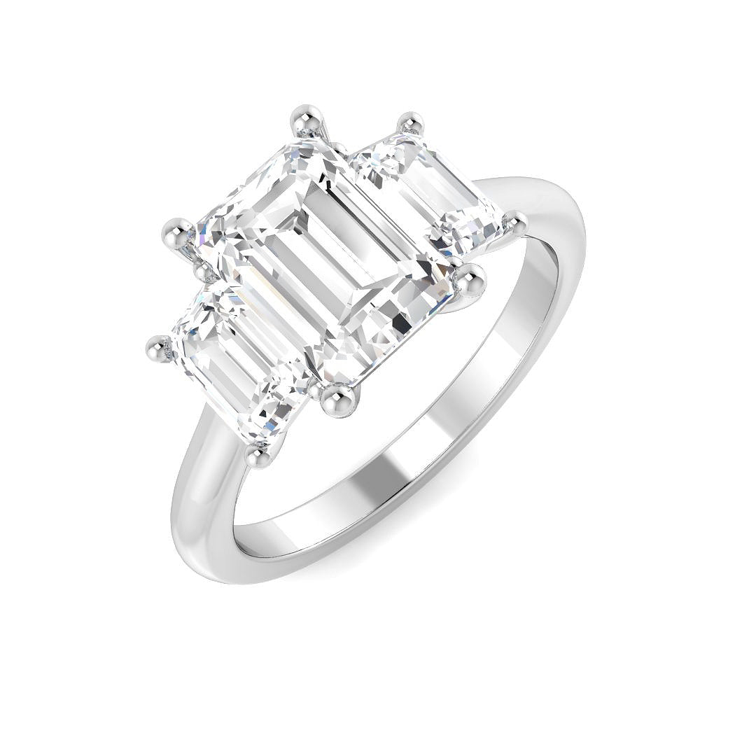 Three Stone Lab-Grown Diamond Ring 3.04ct–3.41ct – SR4517 – 18k White Gold
