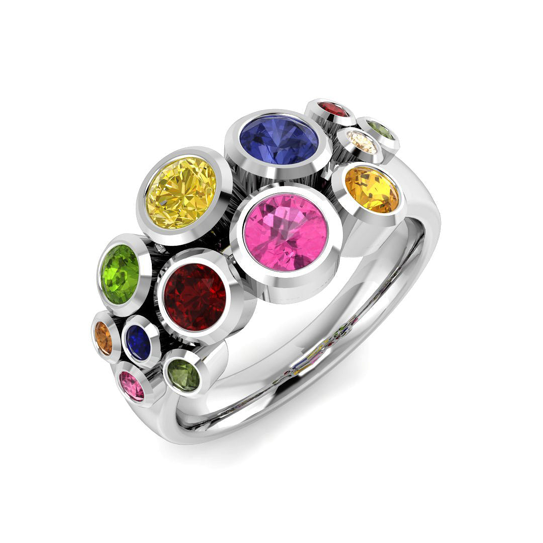 Bubble Diamond Ring 2.02ct – BJR0387~MS – 18k White Gold
