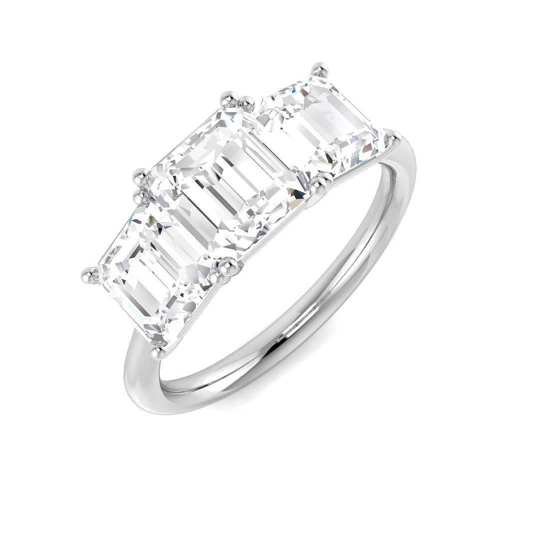 Three Stone Lab-Grown Diamond Ring 3.59ct–4.57ct – SR7036 – 18k White Gold