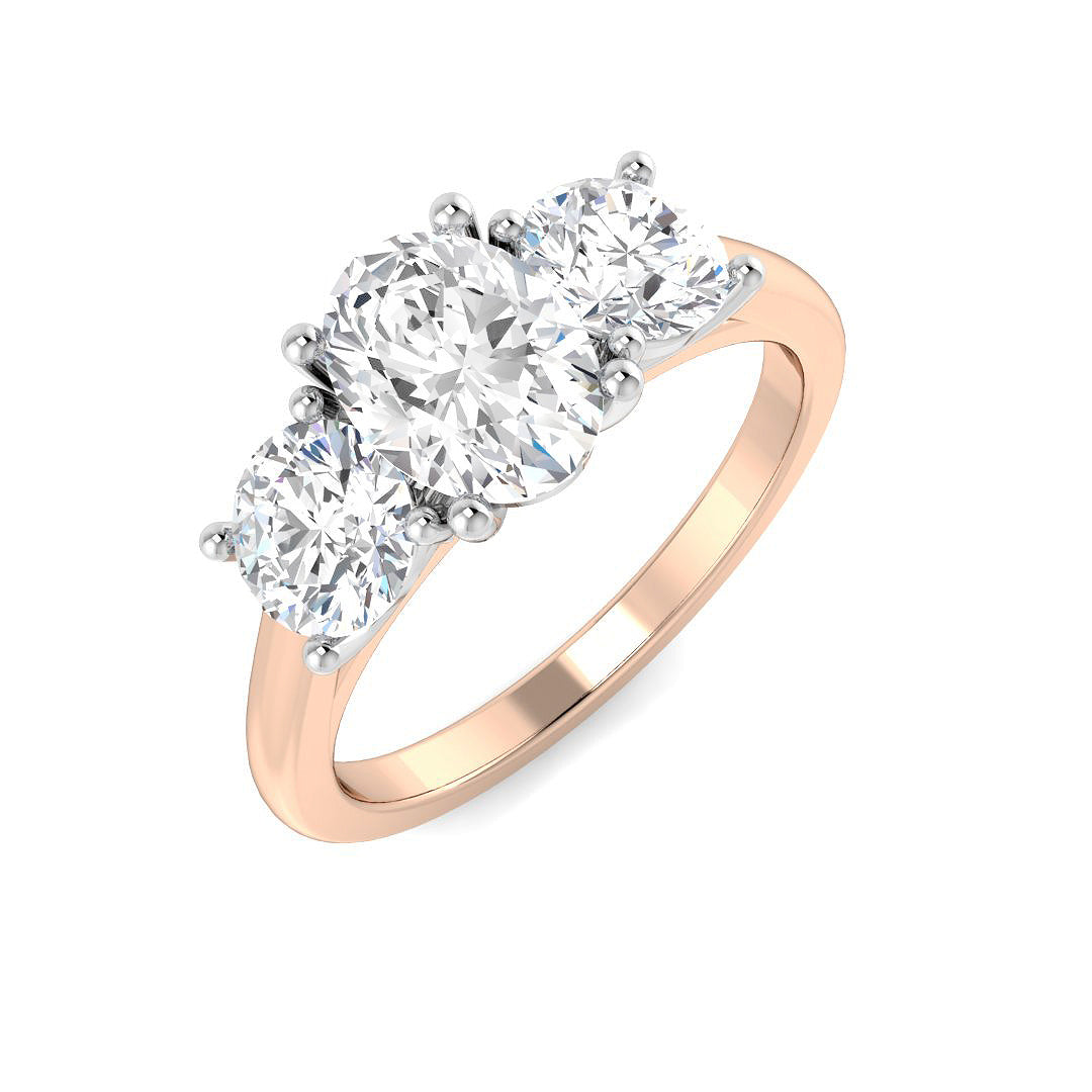 Three Stone Lab-Grown Diamond Ring 2.06ct–2.2ct – SR5148 – 18k Rose Gold
