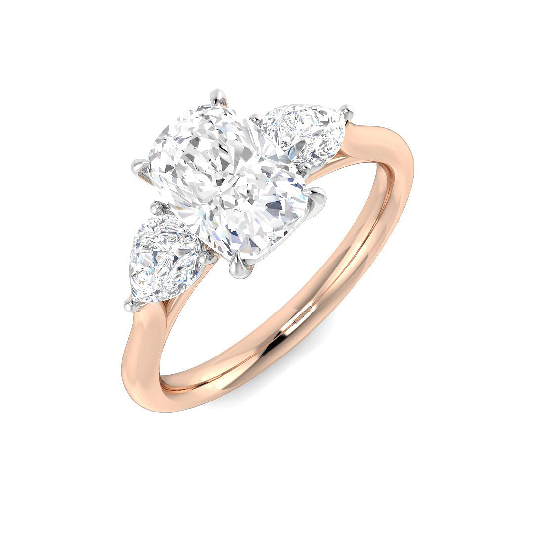Three Stone Lab-Grown Diamond Ring 1.29ct–2.77ct – SR5787 – 18k Rose Gold