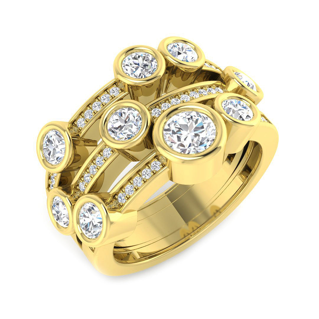 Bubble Diamond Ring 1.04ct–1.75ct – SR7557 – 18k Yellow Gold