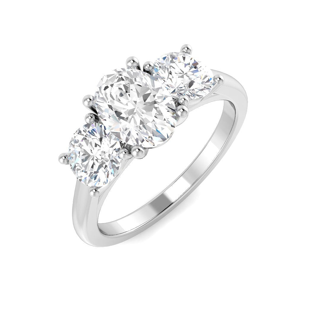Three Stone Lab-Grown Diamond Ring 2.06ct–2.2ct – SR5148 – 18k White Gold