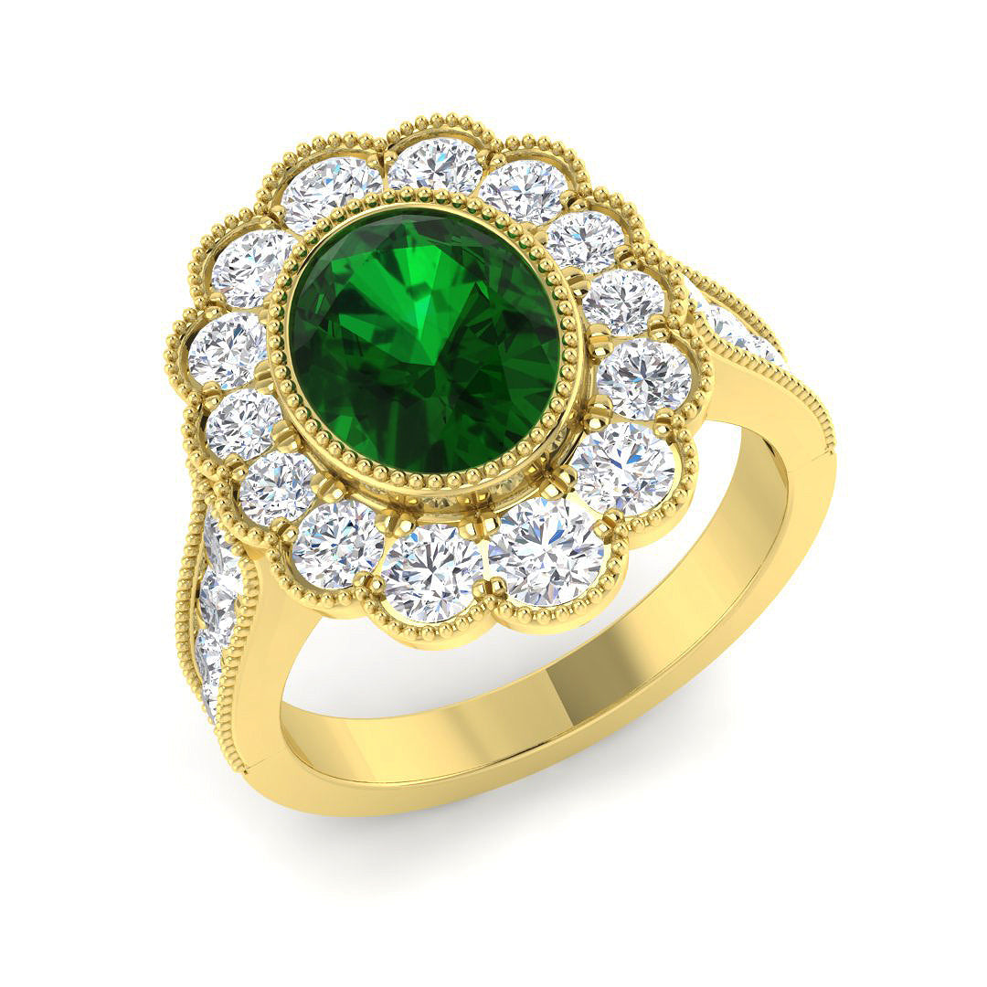 Vintage Lab-Grown Diamond Ring 1.34ct–3.06ct – SR7469~COEM – 18k Yellow Gold