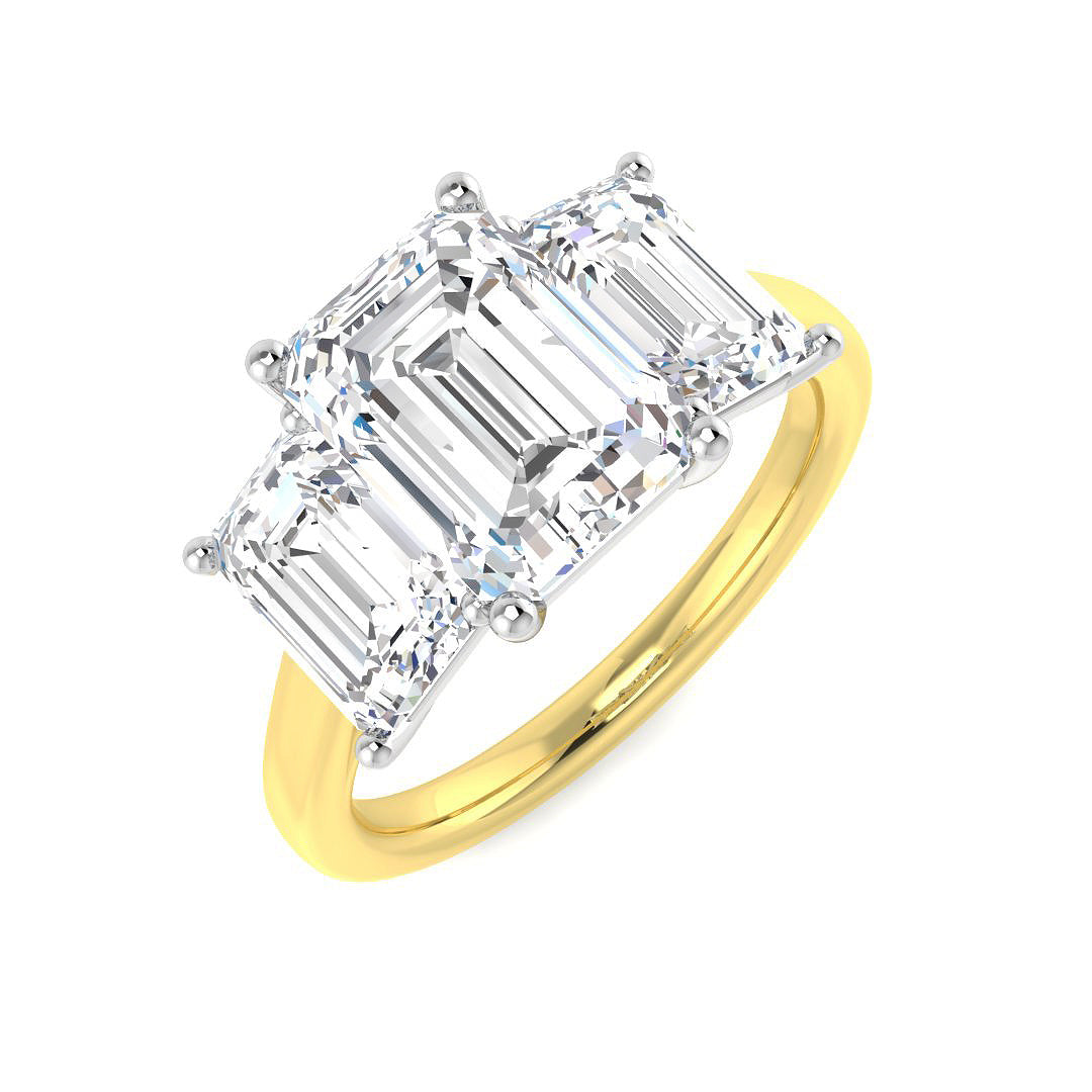 Three Stone Lab-Grown Diamond Ring 4.99ct–5.45ct – SR5441 – 18k Yellow Gold