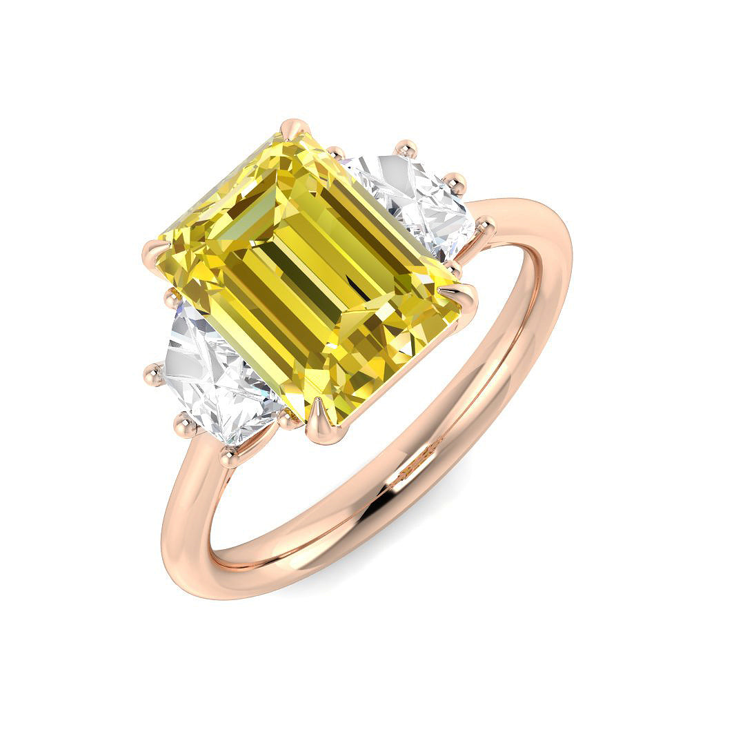 Three Stone Lab-Grown Diamond Ring 2.71ct–4.38ct – SR6948~LGYD – 18k Rose Gold