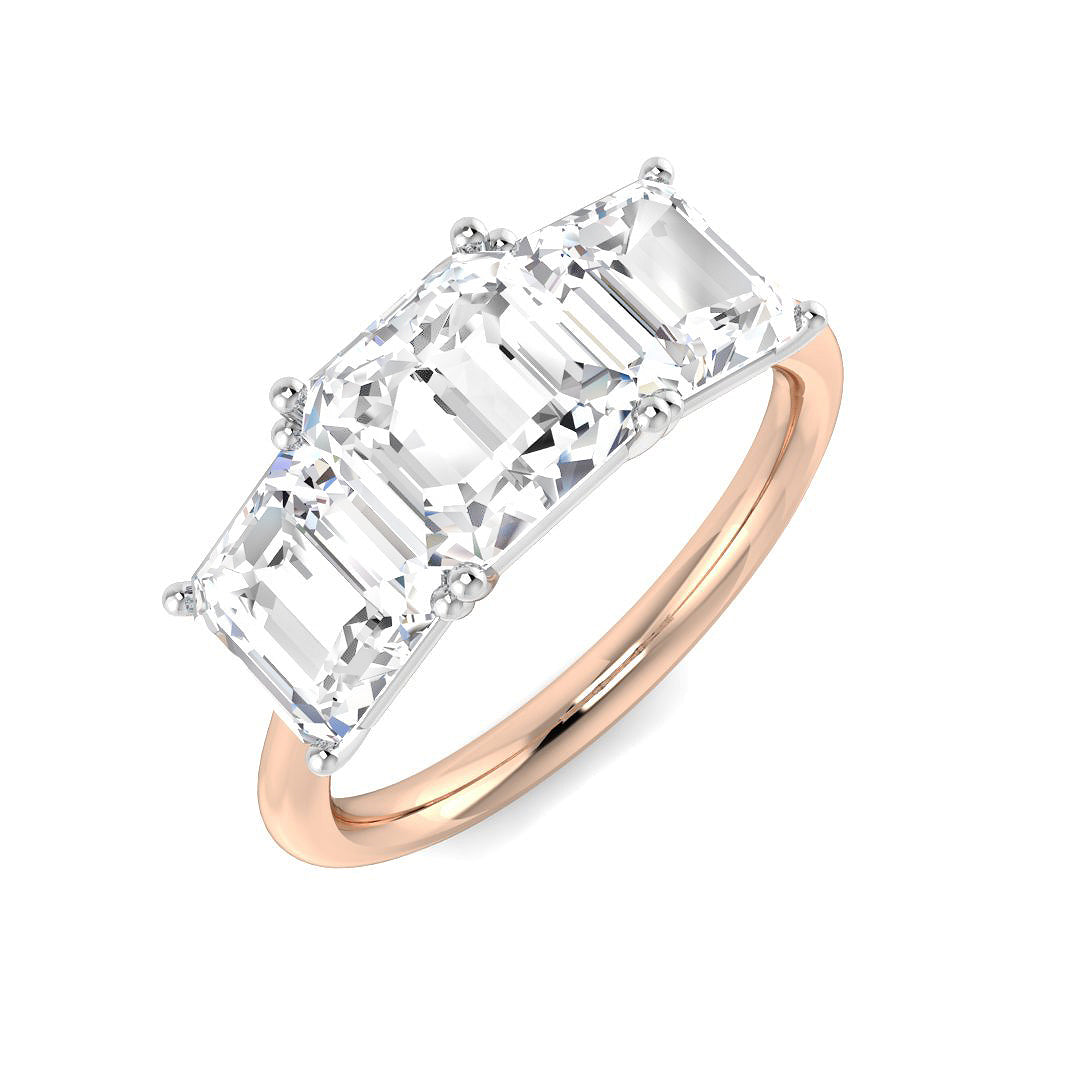 Three Stone Lab-Grown Diamond Ring 3.59ct–4.57ct – SR7036 – 18k Rose Gold