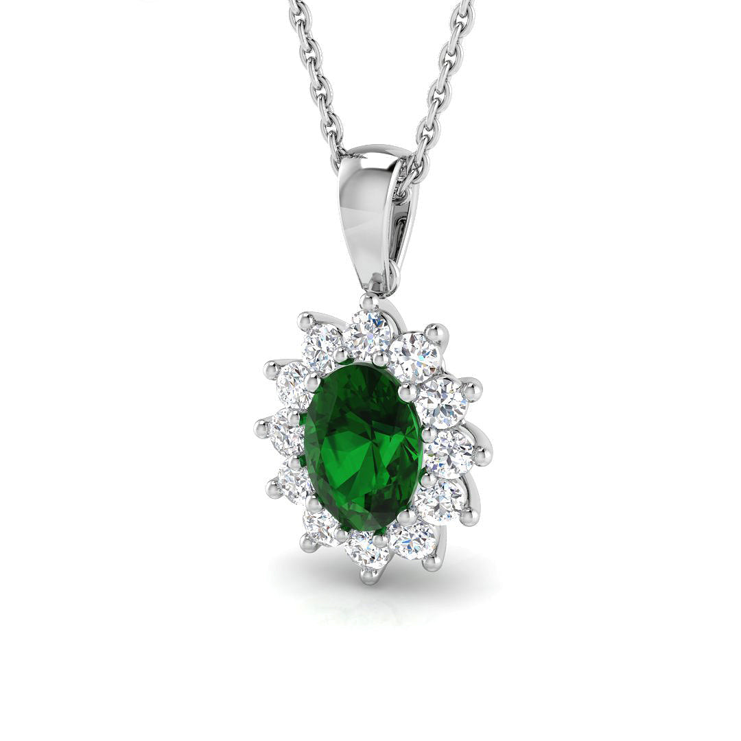 Emerald Diamond Ring 0.94ct–3.8ct – SP4459~EM – 18k White Gold