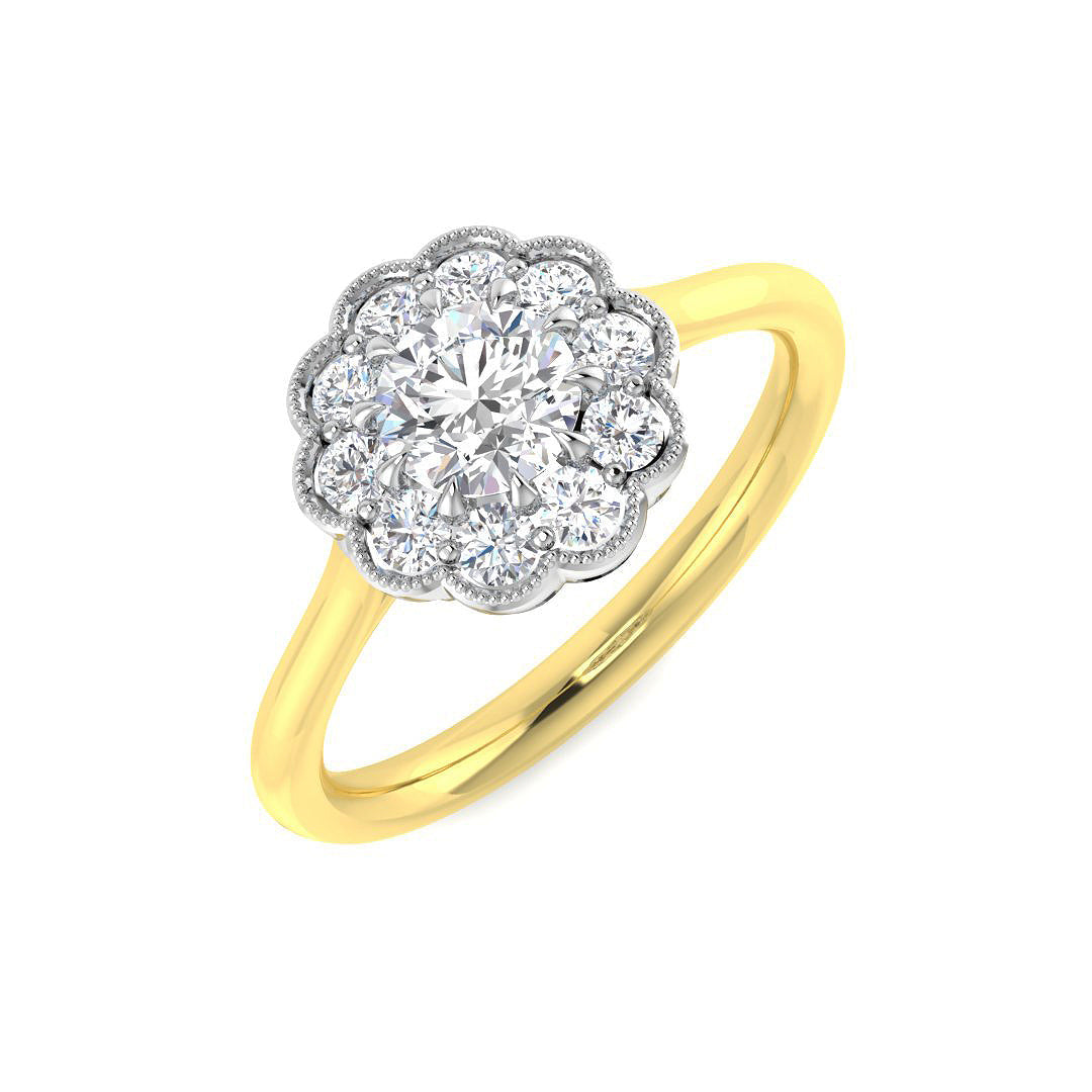 Cluster Diamond Ring 0.29ct–0.77ct – SR5070 – 18k Yellow Gold