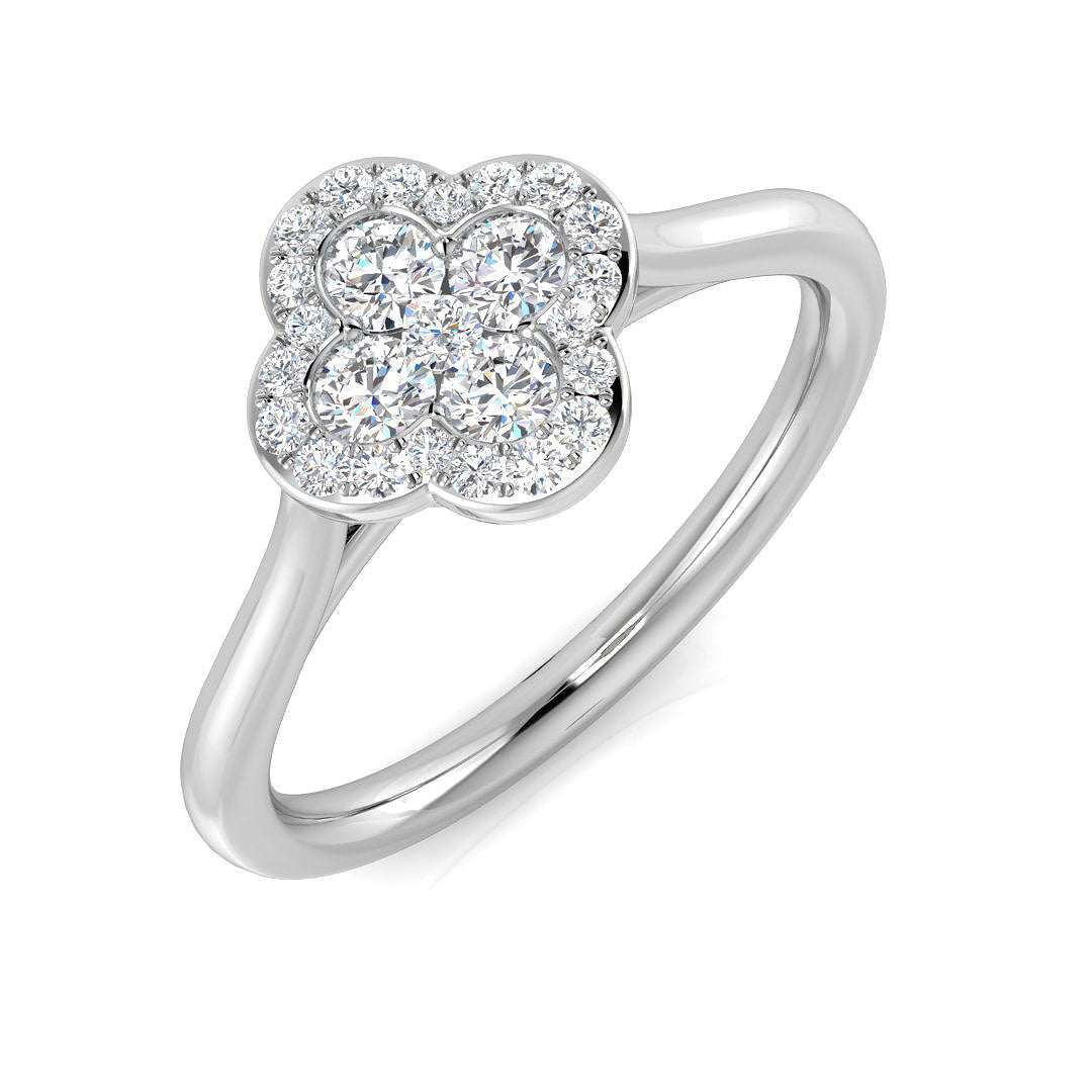 Clover Diamond Ring 0.35ct–1.13ct – SR1010 – 18k White Gold