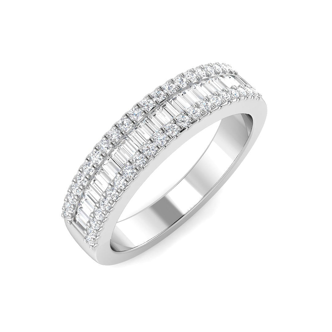 Baguette & Brilliant Diamond Ring 0.44ct–4.07ct – SR298 – 18k White Gold