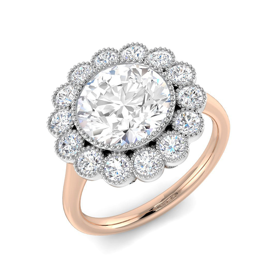 Vintage Lab-Grown Diamond Ring 1.34ct–3.8ct – SR7351 – 18k Rose Gold