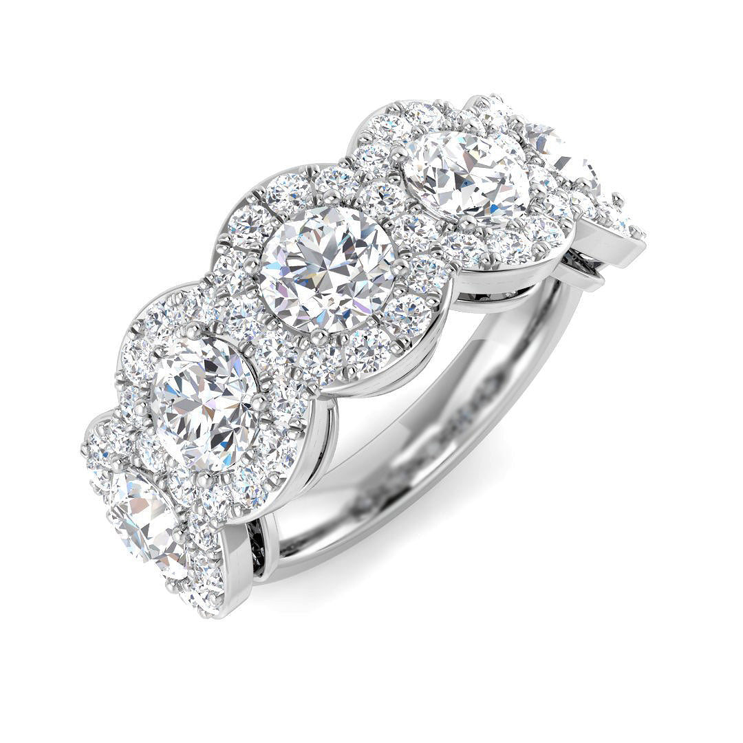 Five Stone Diamond Ring 3.28ct – SR6021 – 18k White Gold