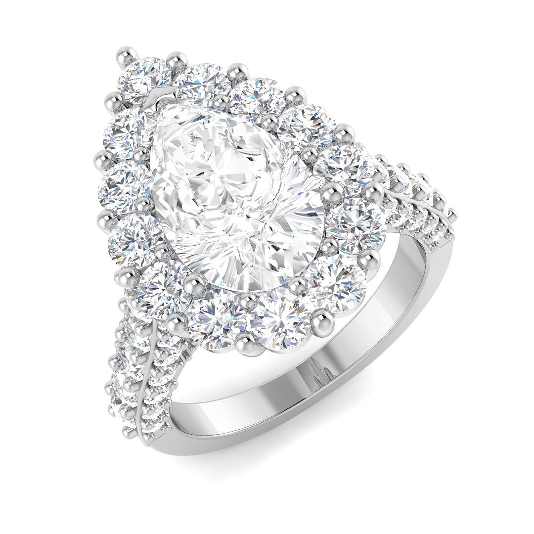 Halo Lab-Grown Diamond Ring 5.89ct–6.01ct – SR4702 – 18k White Gold
