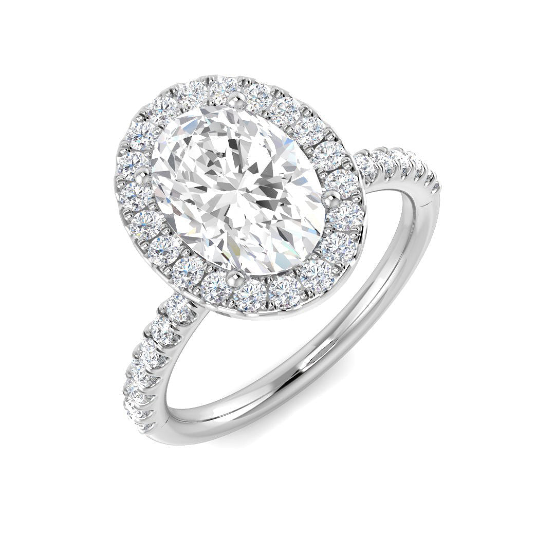 Halo Diamond Ring 0.63ct–5.92ct – SR54 – 18k White Gold