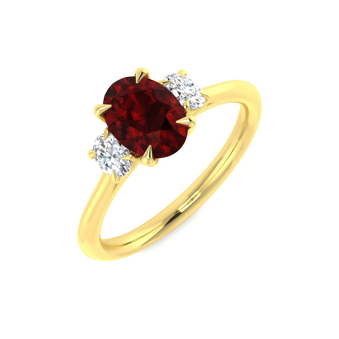 Ruby Lab-Grown Diamond Ring 1.25ct–1.28ct – SR2850 – 18k Yellow Gold