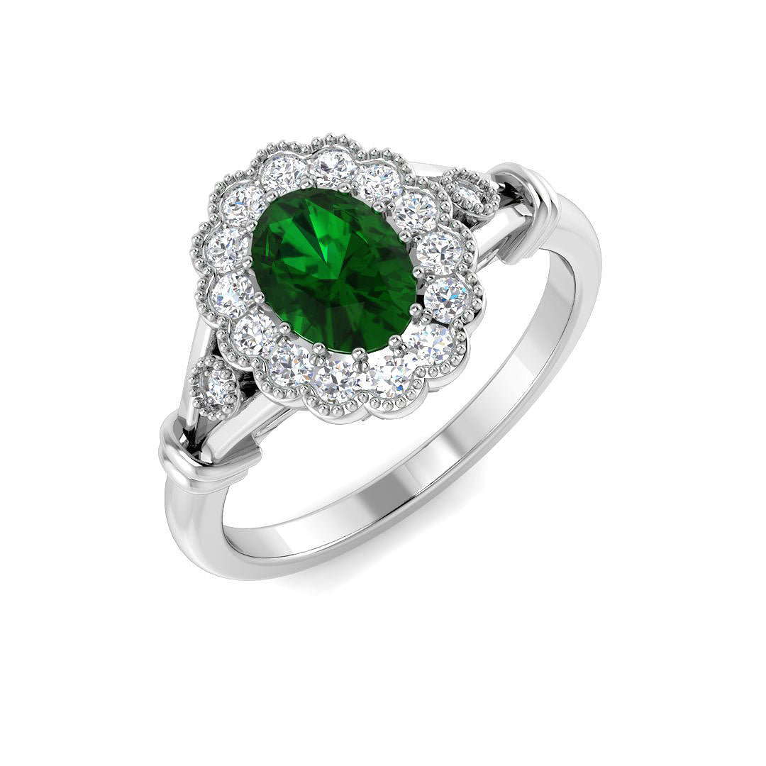 Vintage Lab-Grown Diamond Ring 1.04ct–2.18ct – SR7462~COEM – 18k White Gold