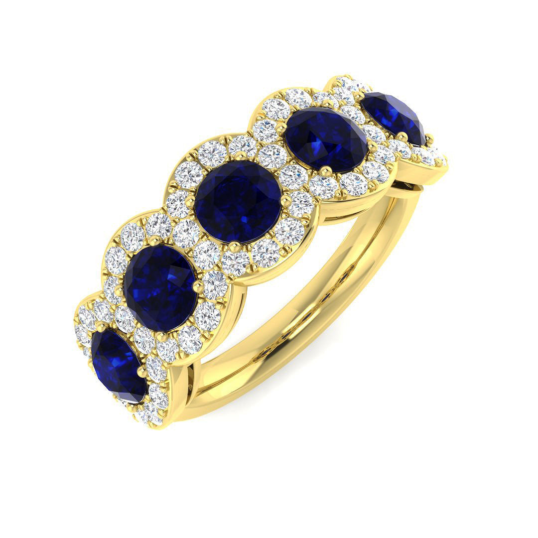 Five Stone Diamond Ring 2.2ct–3.35ct – SR4689 – 18k Yellow Gold