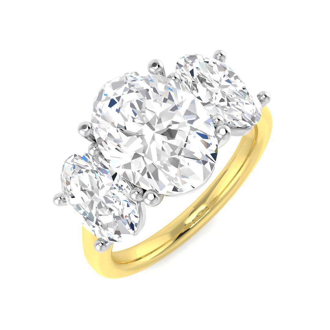 Three Stone Lab-Grown Diamond Ring 5.01ct–5.25ct – SR5442 – 18k Yellow Gold