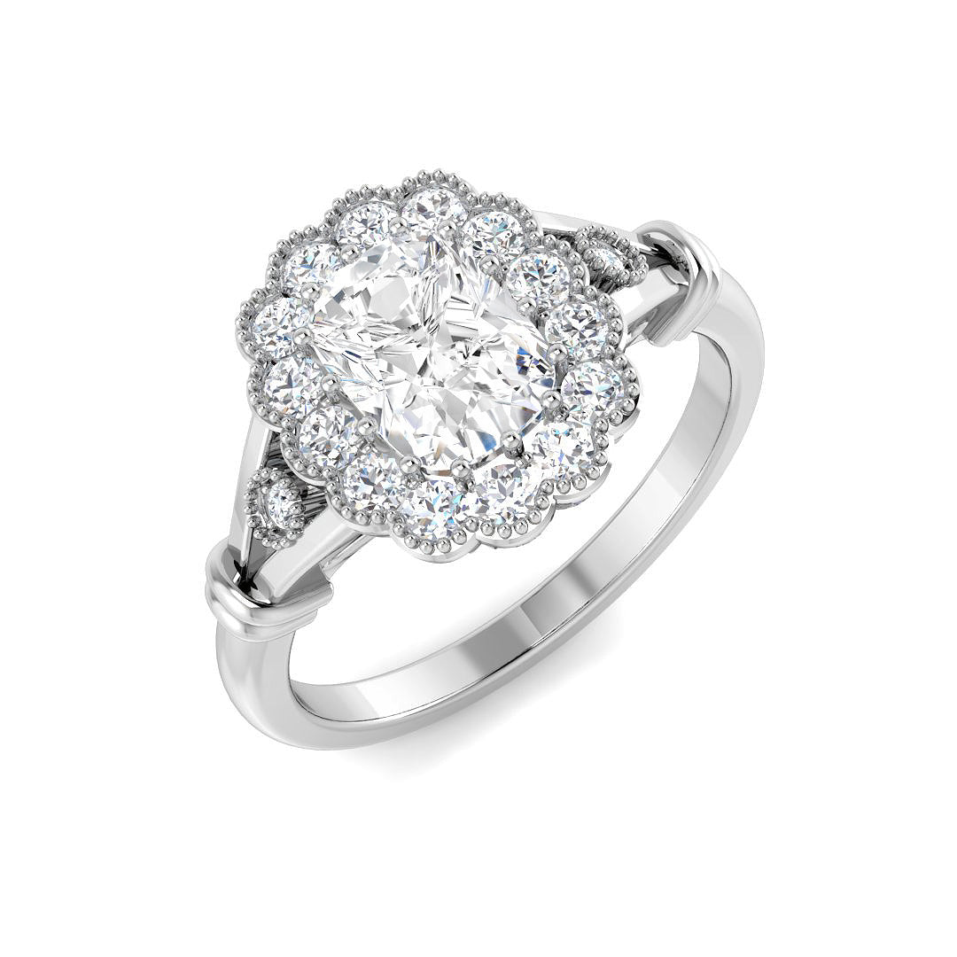Vintage Lab-Grown Diamond Ring 1.39ct–1.45ct – SR7271 – 18k White Gold