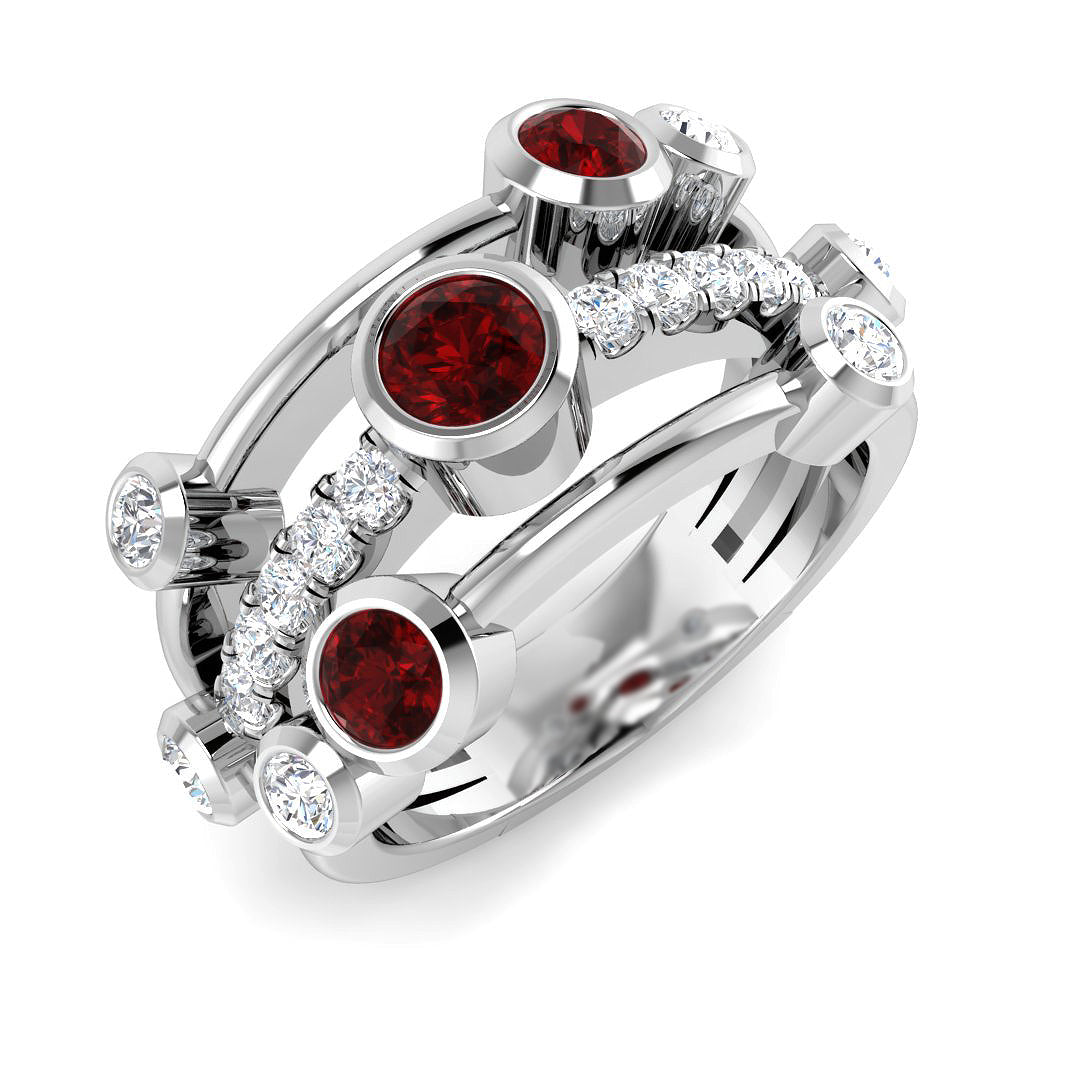 Bubble Diamond Ring 1.22ct – SR1085~RY – 18k White Gold