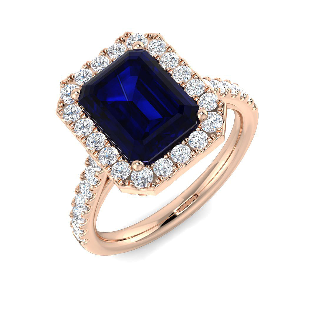Blue Sapphire Diamond Ring 0.56ct–7.29ct – SR379~BS – 18k Rose Gold