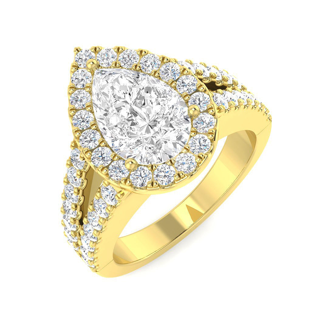 Halo Lab-Grown Diamond Ring 1.89ct–2.5ct – SR4340 – 18k Yellow Gold