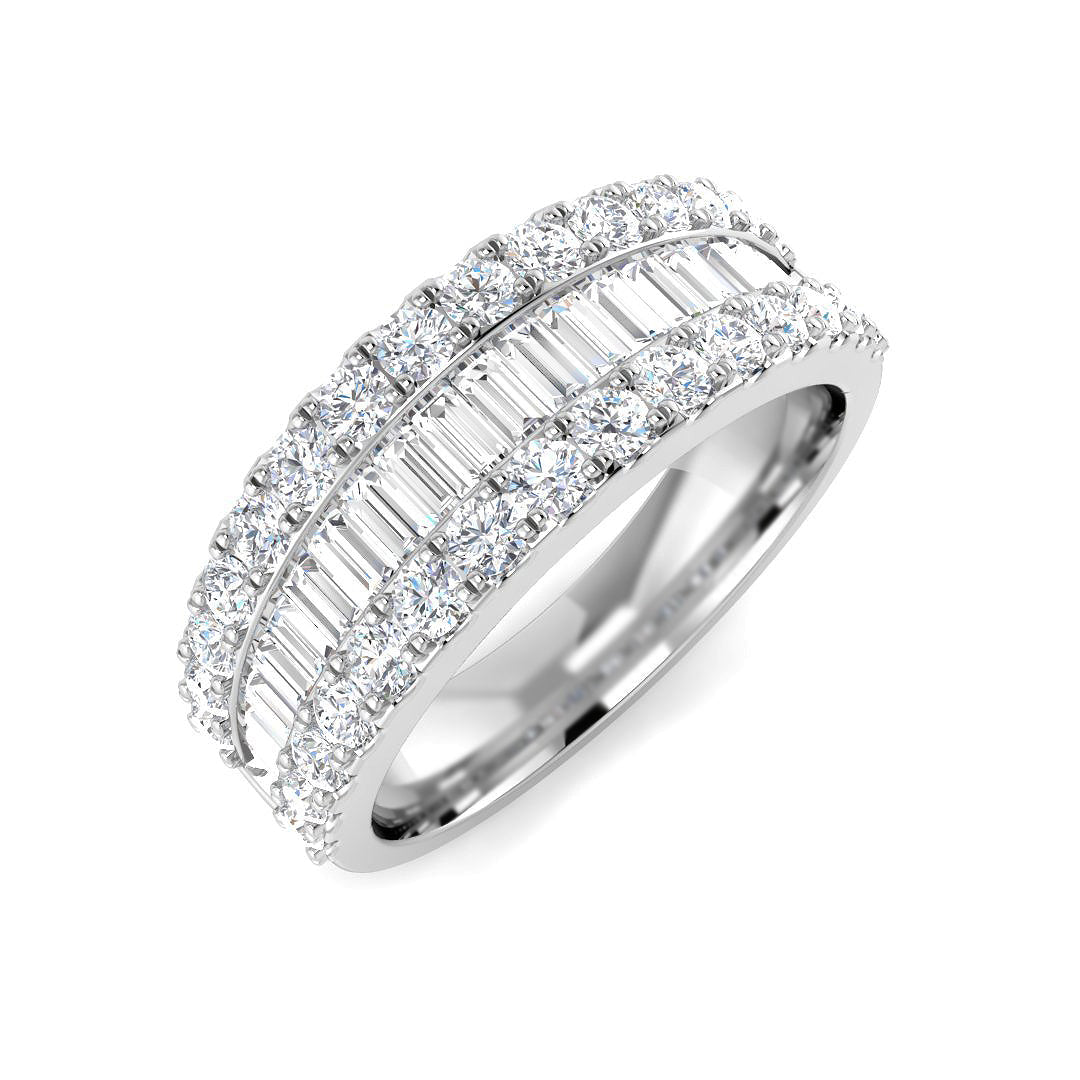 Baguette & Brilliant Diamond Ring 1.01ct–2.88ct – SR1888 – 18k White Gold