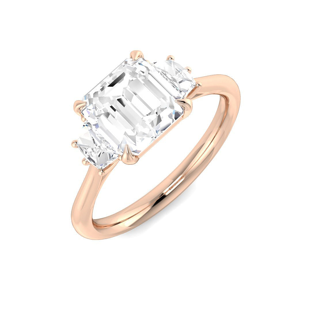 Three Stone Lab-Grown Diamond Ring 2.36ct–3.4ct – SR6984 – 18k Rose Gold